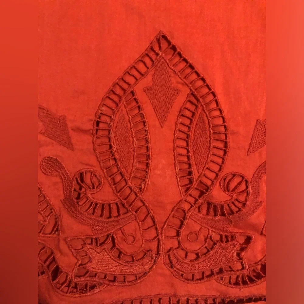 Banana Republic Orange Red Embroidered Strappy Sleeveless Summer Top v neck - Picture 5 of 10